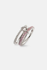 Rosa &amp; Klar Polierter &amp; Eisiger Mix Ring - 8mm