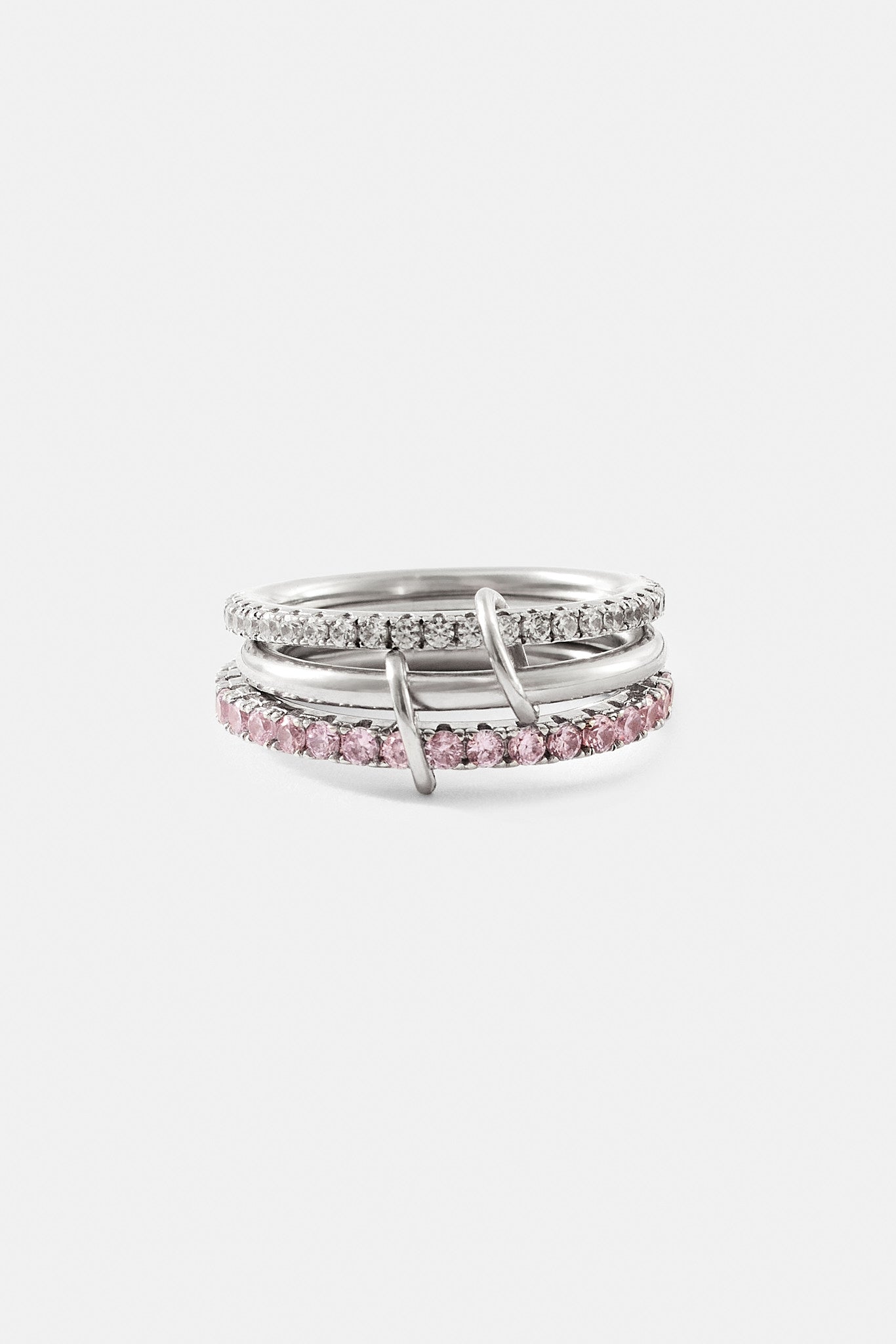 Pink & Clear Polished & Iced Mix Ring - 8mm