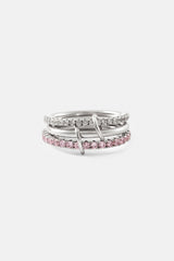 Rosa &amp; Klar Polierter &amp; Eisiger Mix Ring - 8mm