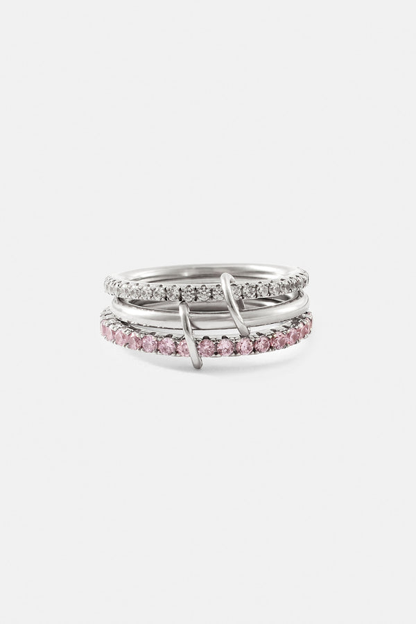Pink & Clear Polished & Iced Mix Ring - 8mm