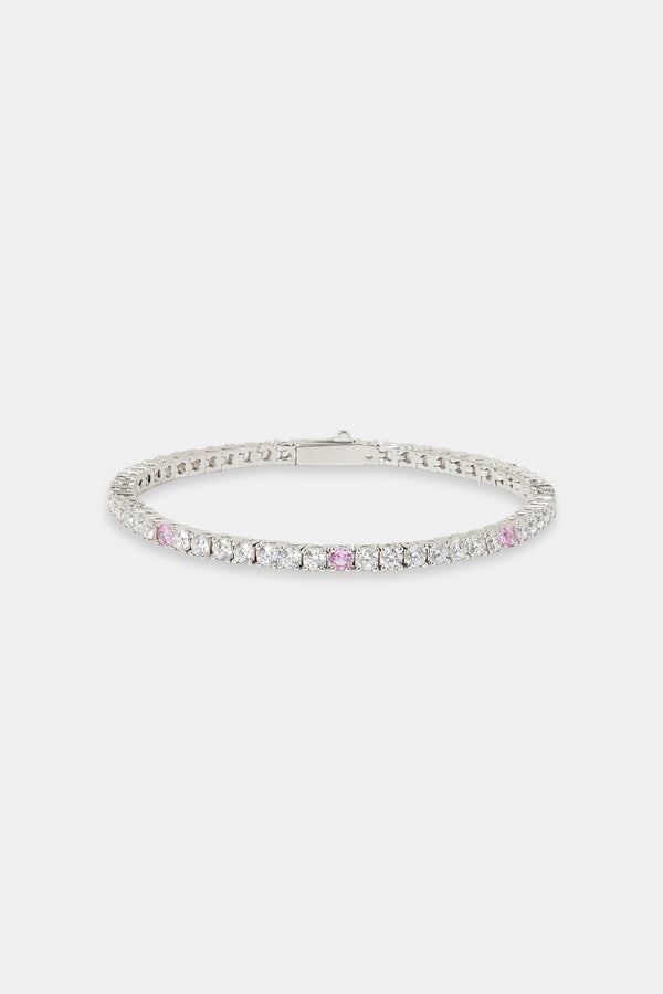Light Pink & Clear Stone Tennis Bracelet - 3mm