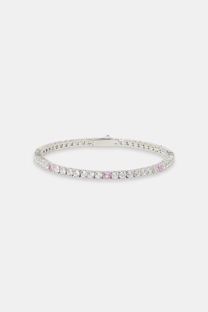 Light Pink & Clear Stone Tennis Bracelet - 3mm