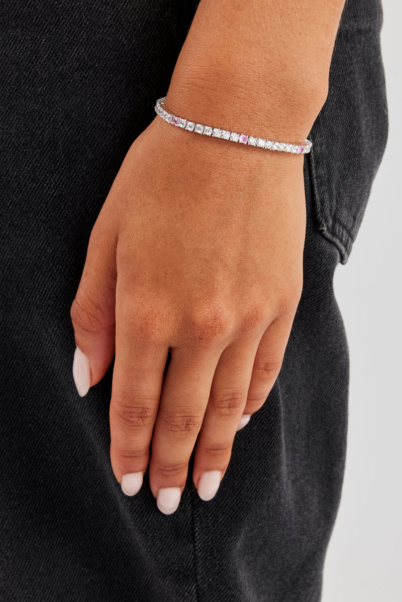 Light Pink & Clear Stone Tennis Bracelet - 3mm