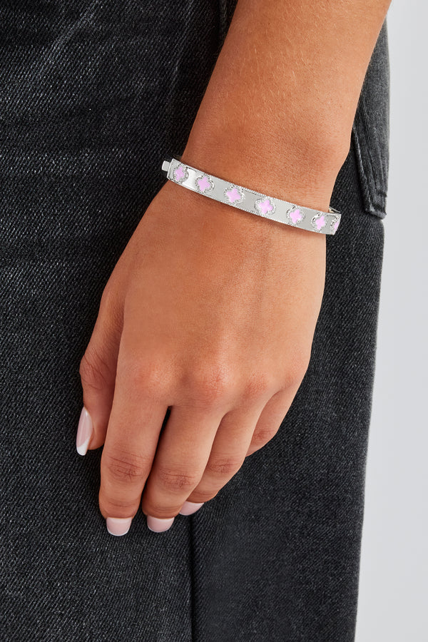 Polierter rosa Emaille-Armreif – 8 mm