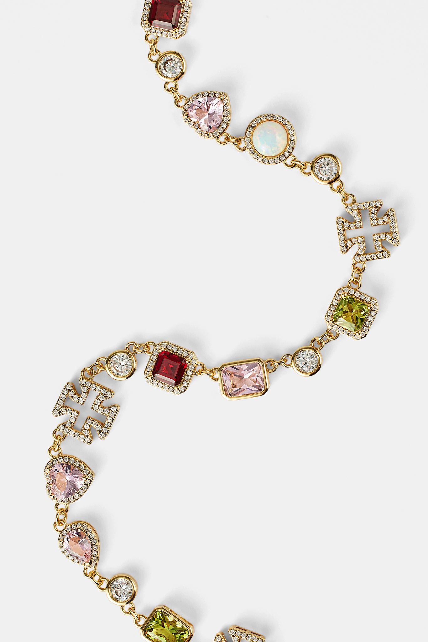 Rosa Herz-Mehredelsteinkette – Gold – 10 mm