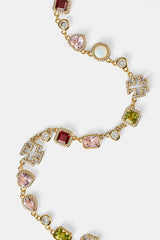 Rosa Herz-Mehredelsteinkette – Gold – 10 mm