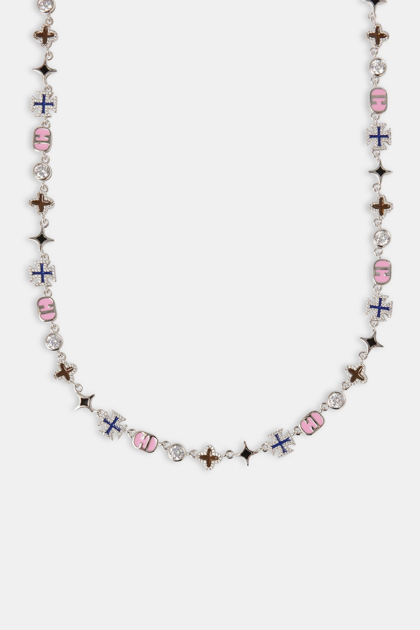Pink Mixed Motif Polished Chain - 8mm | Womens Chains | Shop Motif