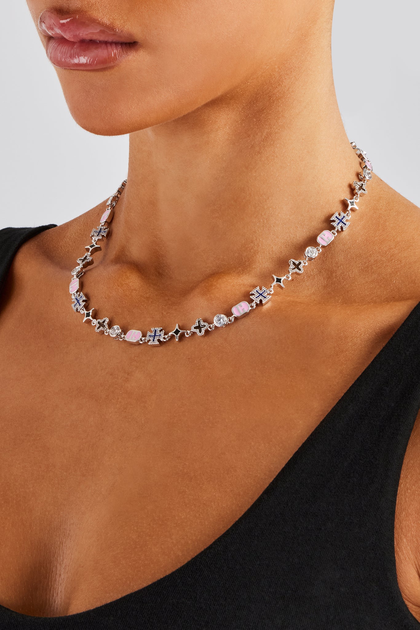 Pink Mixed Motif Polished Chain - 8mm | Womens Chains | Shop Motif