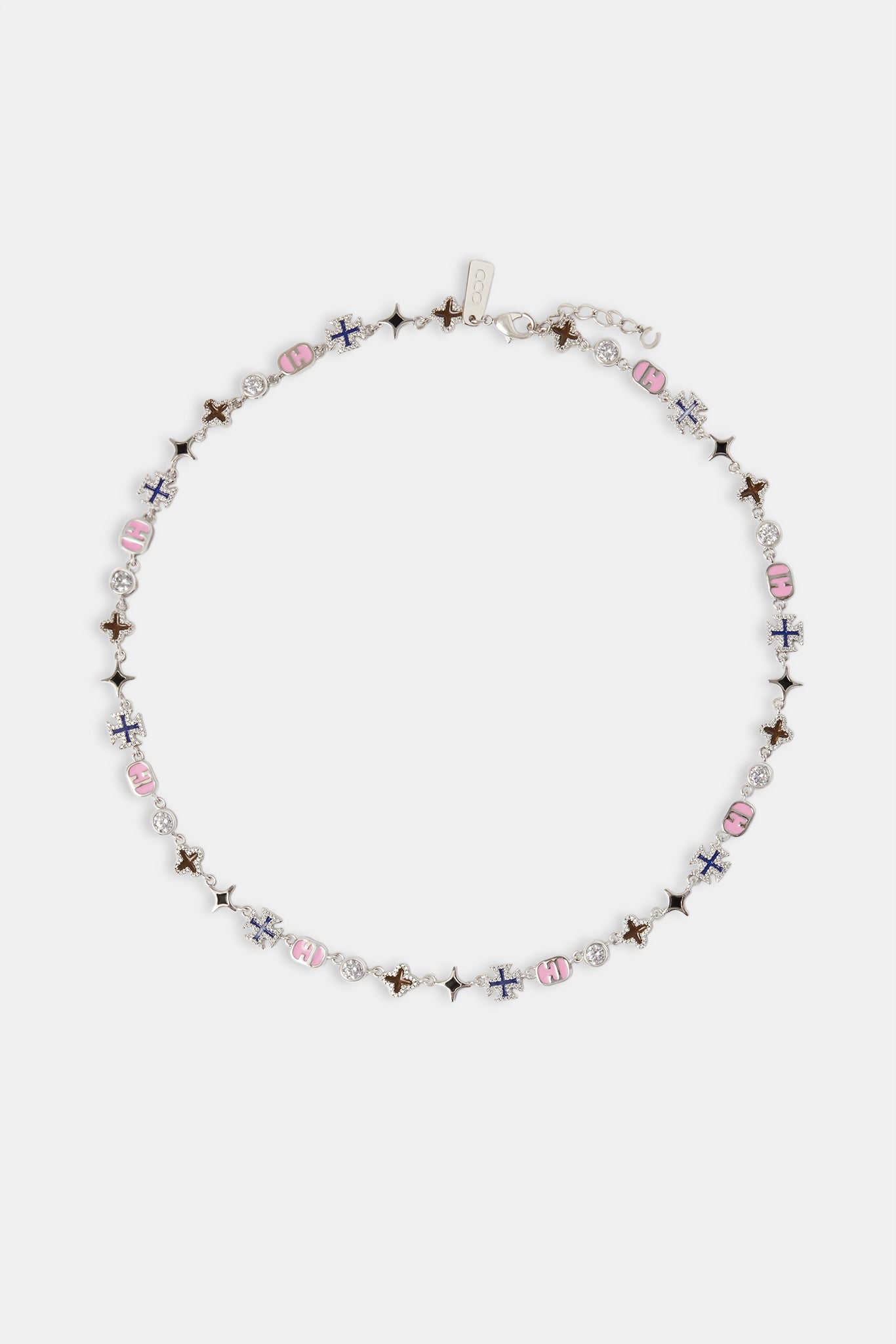 Pink Mixed Motif Polished Chain - 8mm | Womens Chains | Shop Motif