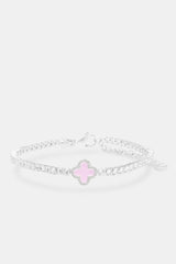 Pink Tennis motif anklet on white background