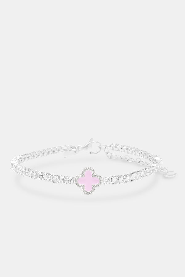Pink Tennis motif anklet on white background