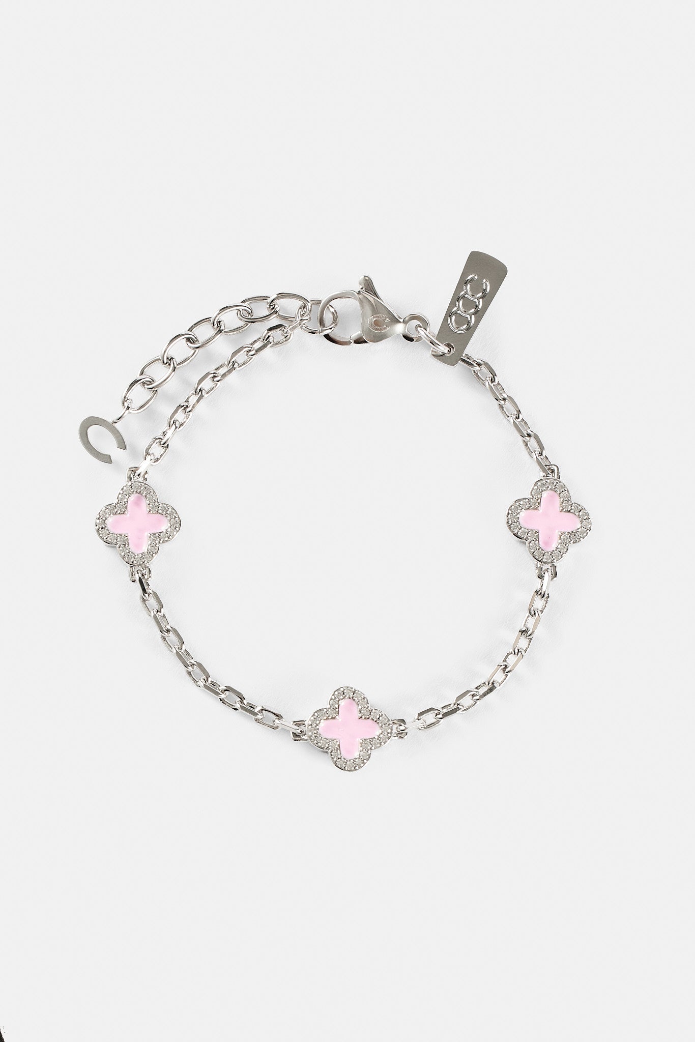 Pink Enamel Motif Rolo Link Bracelet - 10mm | Womens Bracelets