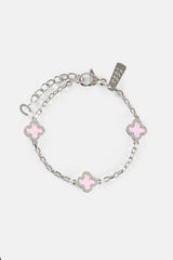 Rolo-Gliederarmband mit rosa Emaille-Motiv – 10 mm