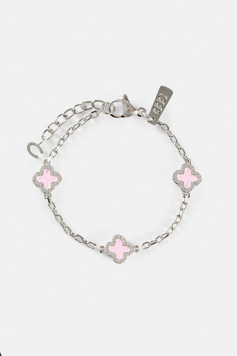 Rolo-Gliederarmband mit rosa Emaille-Motiv – 10 mm