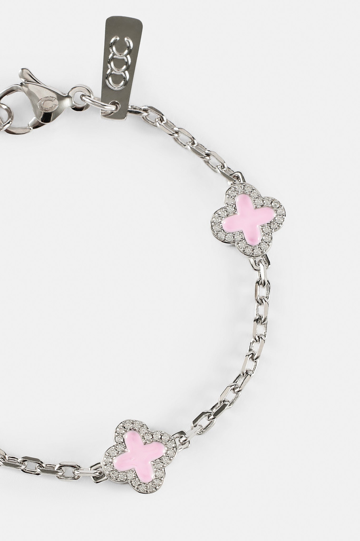 Pink Enamel Motif Rolo Link Bracelet - 10mm | Womens Bracelets