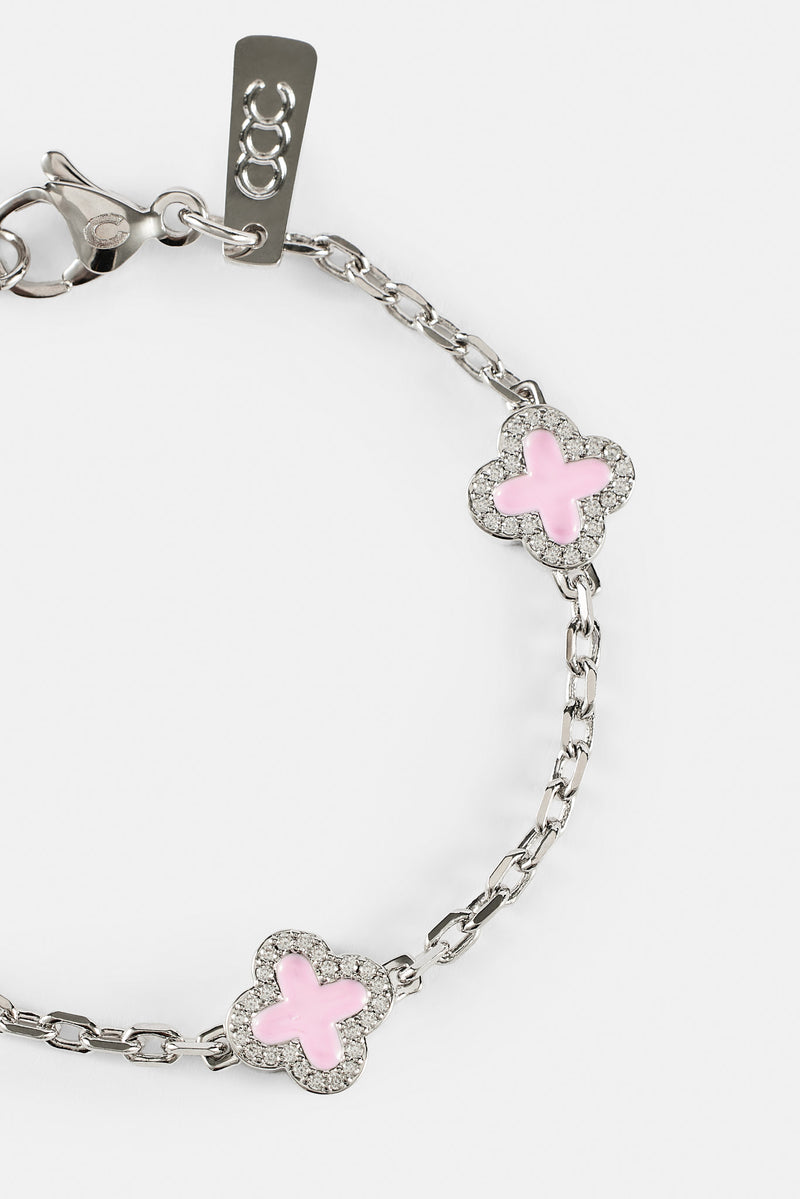 Rolo-Gliederarmband mit rosa Emaille-Motiv – 10 mm
