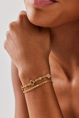 Doppellagiges Rolo-Armband mit rosa Achatmotiv – 8 mm