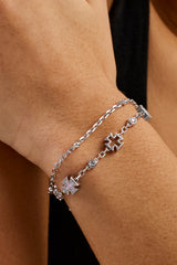 Doppellagiges Rolo-Armband mit rosa Motiv – 8 mm – Weiß