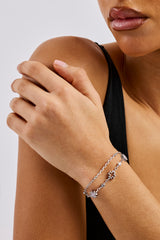 Doppellagiges Rolo-Armband mit rosa Motiv – 8 mm – Weiß