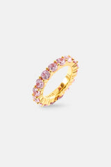 Pink Round Stone Tennis Ring - 4mm