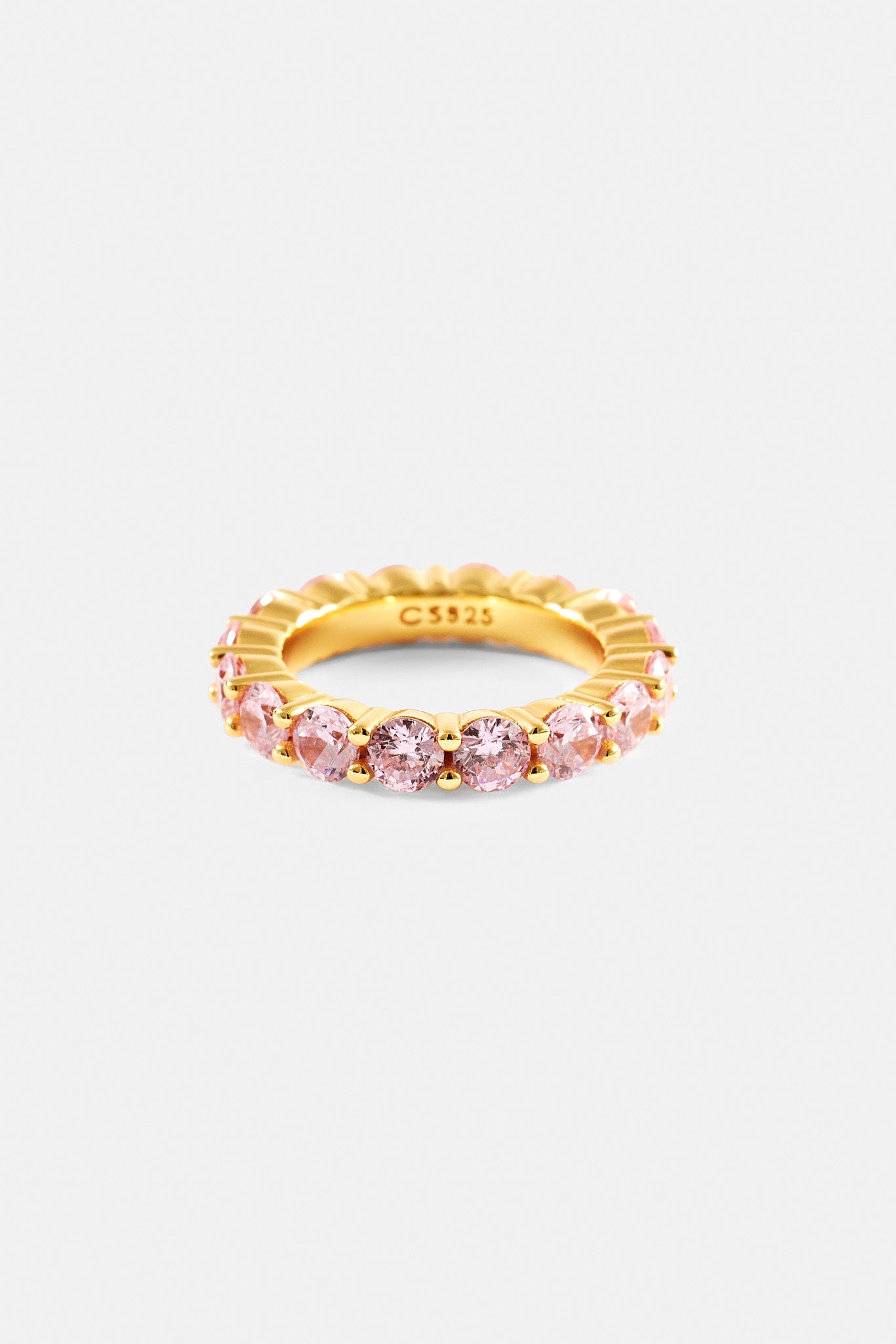 Pink Round Stone Tennis Ring - 4mm