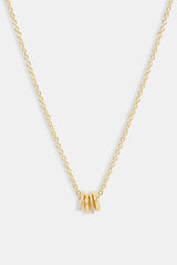 Polished and Iced Multi Ring Necklace - 10mm - Gold