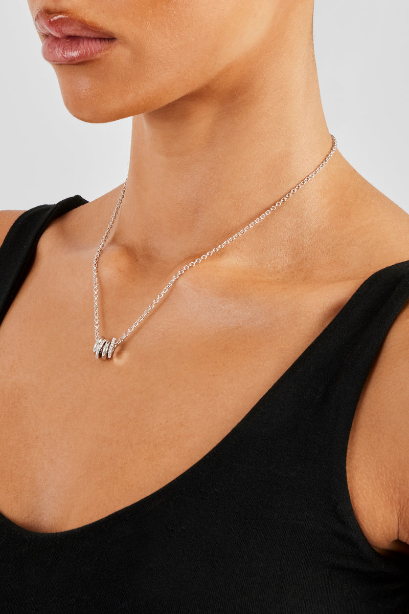 Polished and Iced Multi Ring Necklace - 10mm