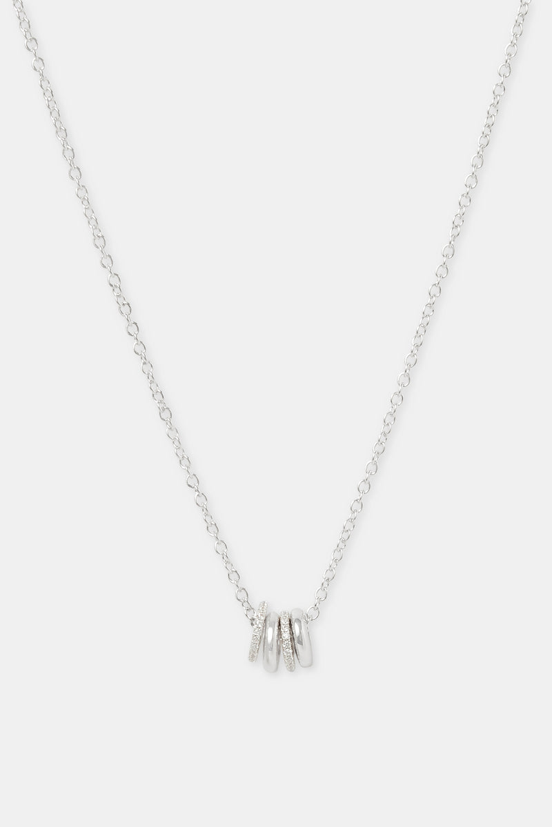 Polished and Iced Multi Ring Necklace - 10mm