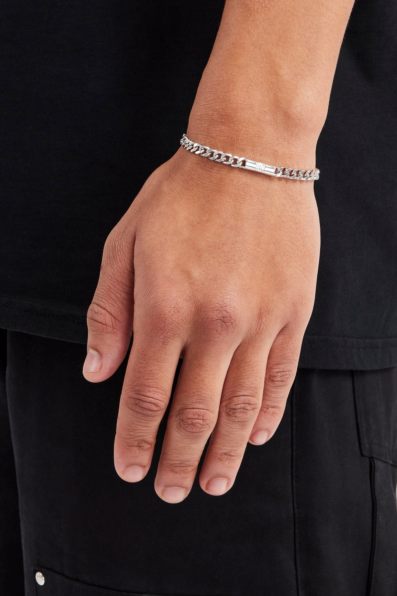 Poliertes kubanisches Armband mit Kreuzmotiv – 5 mm