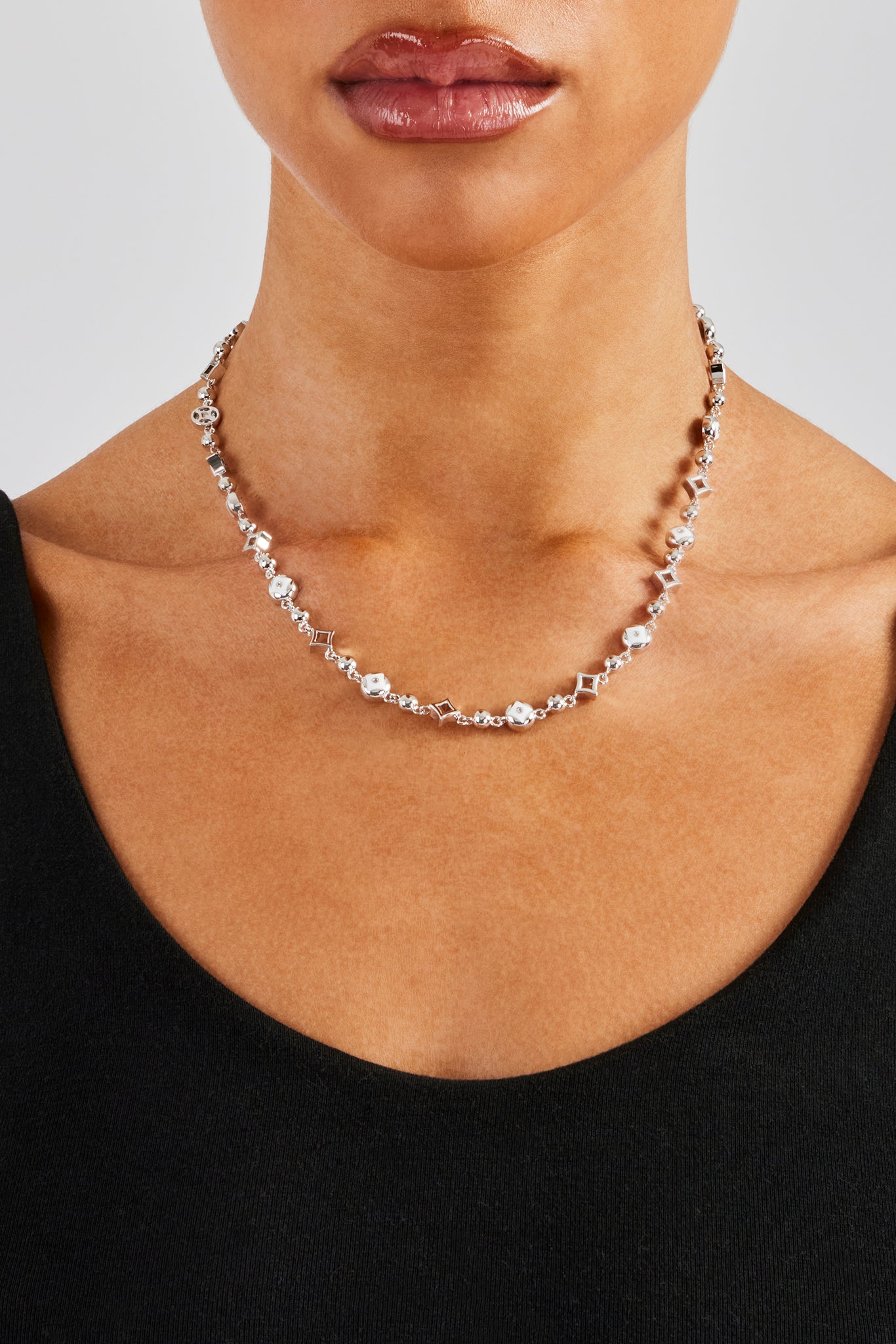 Polierte Kette mit Zirkonia-Sternmotiv – 6 mm