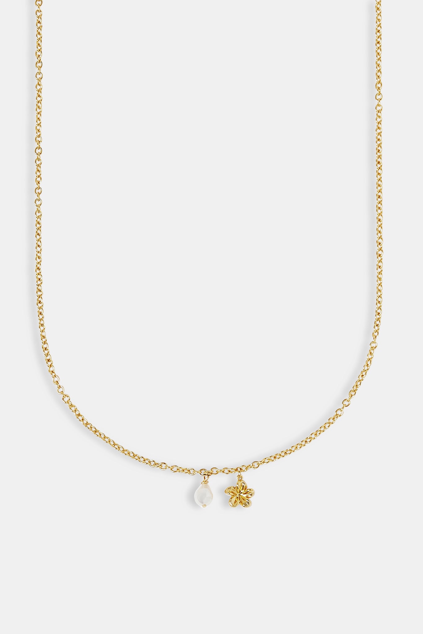 Polished Flower Pearl Necklace - 12mm