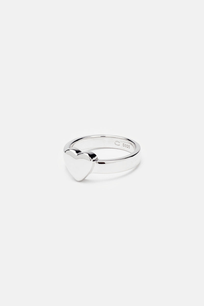 Polished Heart Ring - White