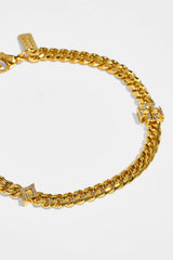 Polished Star & Cross Miami Cuban Bracelet - 8mm - Gold