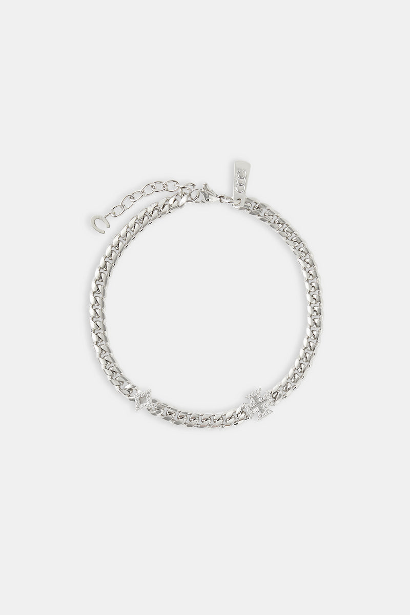 Polished Star & Cross Miami Cuban Bracelet - 8mm