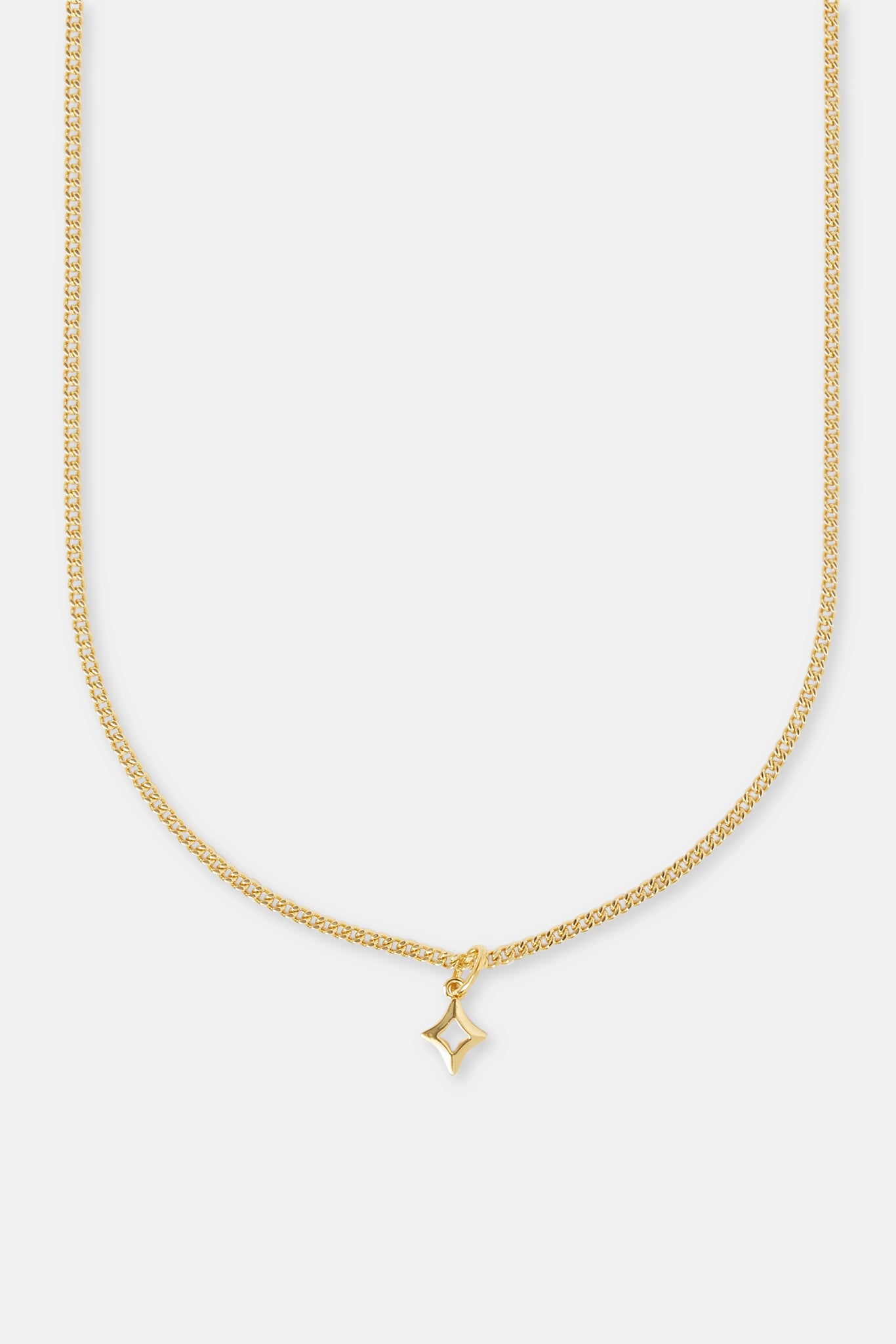 Polished Star Outline Necklace - 10mm - Gold