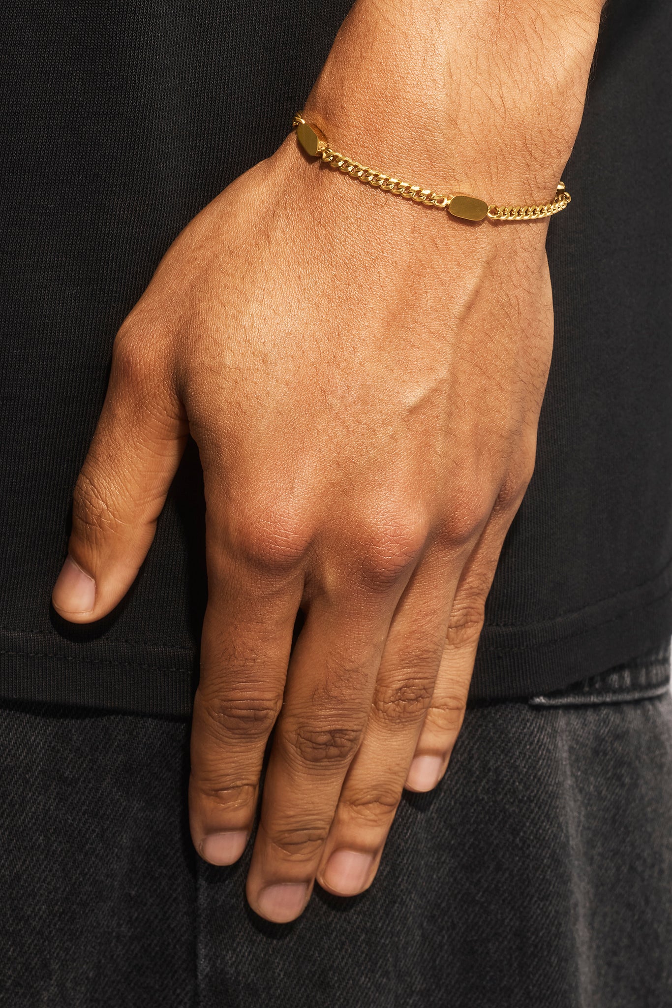 Polished Tab Miami Cuban Bracelet - 3.5mm - Gold