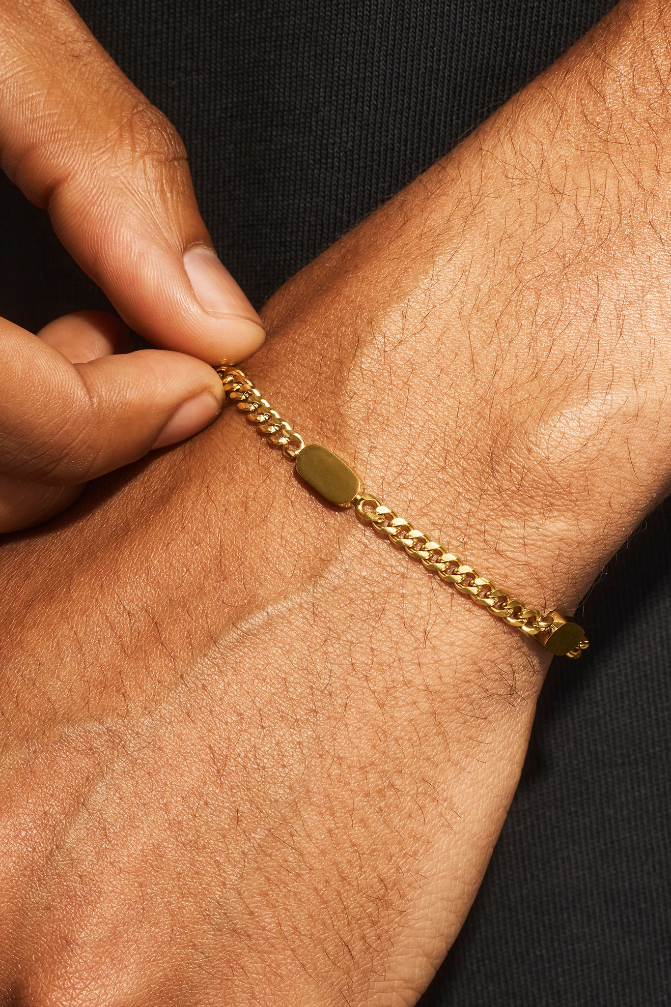 Polished Tab Miami Cuban Bracelet - 3.5mm - Gold