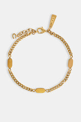 Polished Tab Miami Cuban Bracelet - 3.5mm - Gold