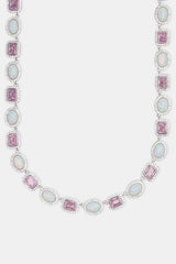 Opal & Pink Gemstone Chain - White