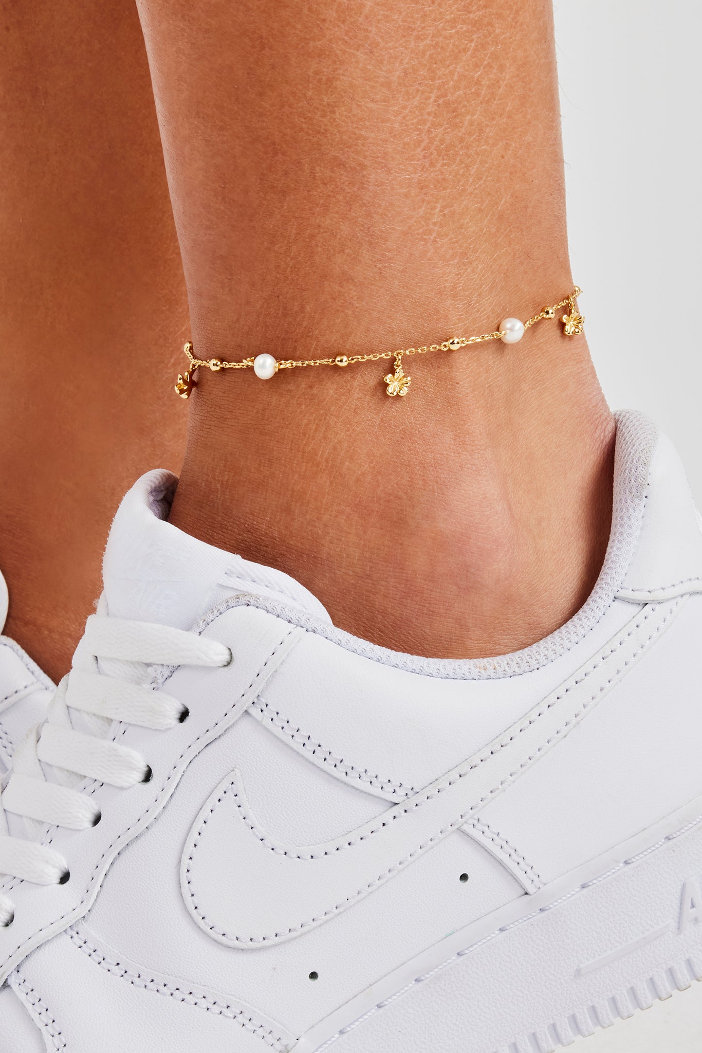 Perlenblumen-Fußkettchen - 3mm