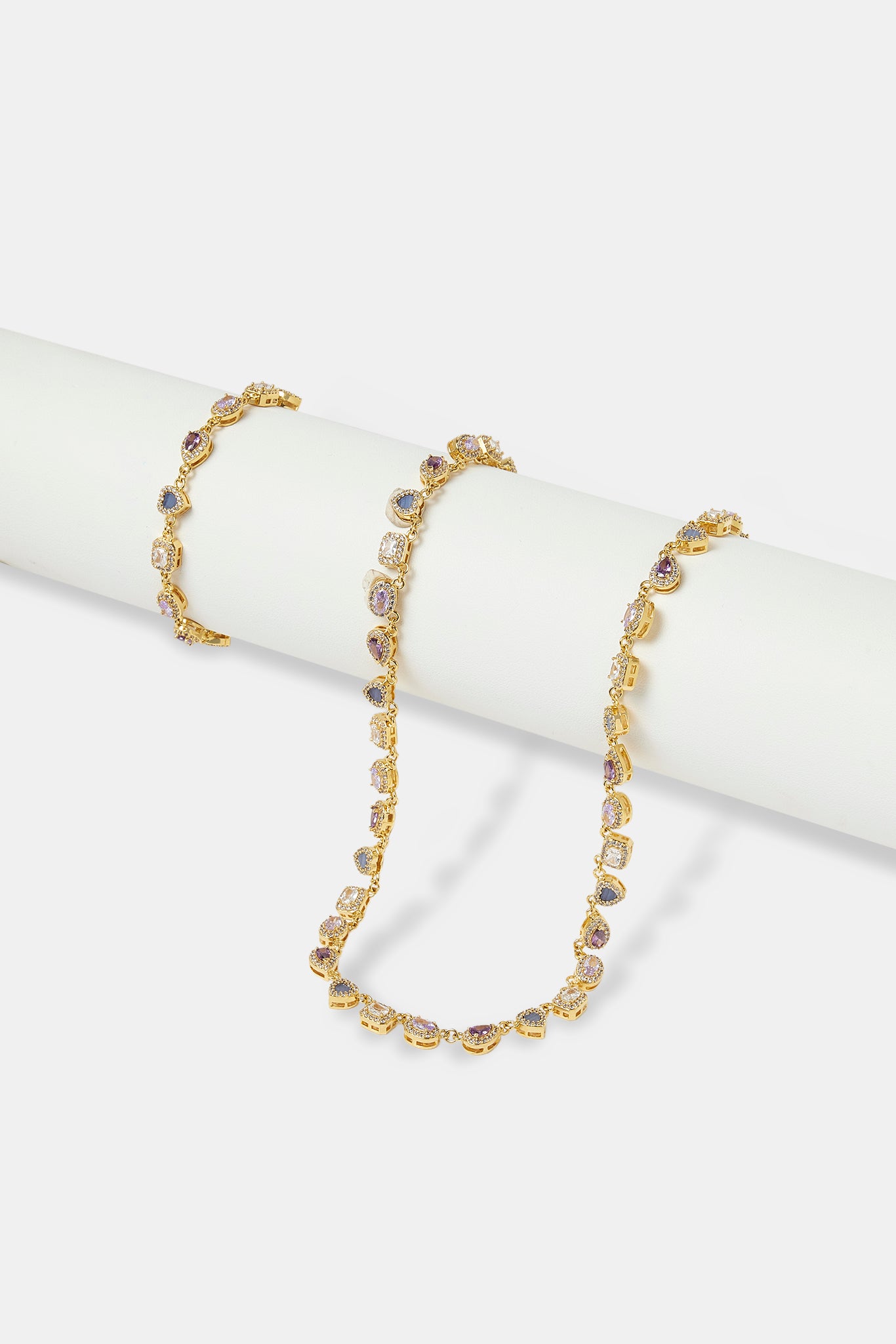 Purple Agate Iced Gemstone Chain & Bracelet - 6mm