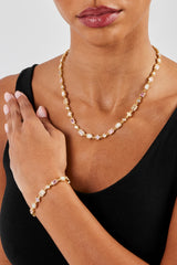 Pastellfarbene Kette und Armband mit mehreren Edelsteinen – 6 mm