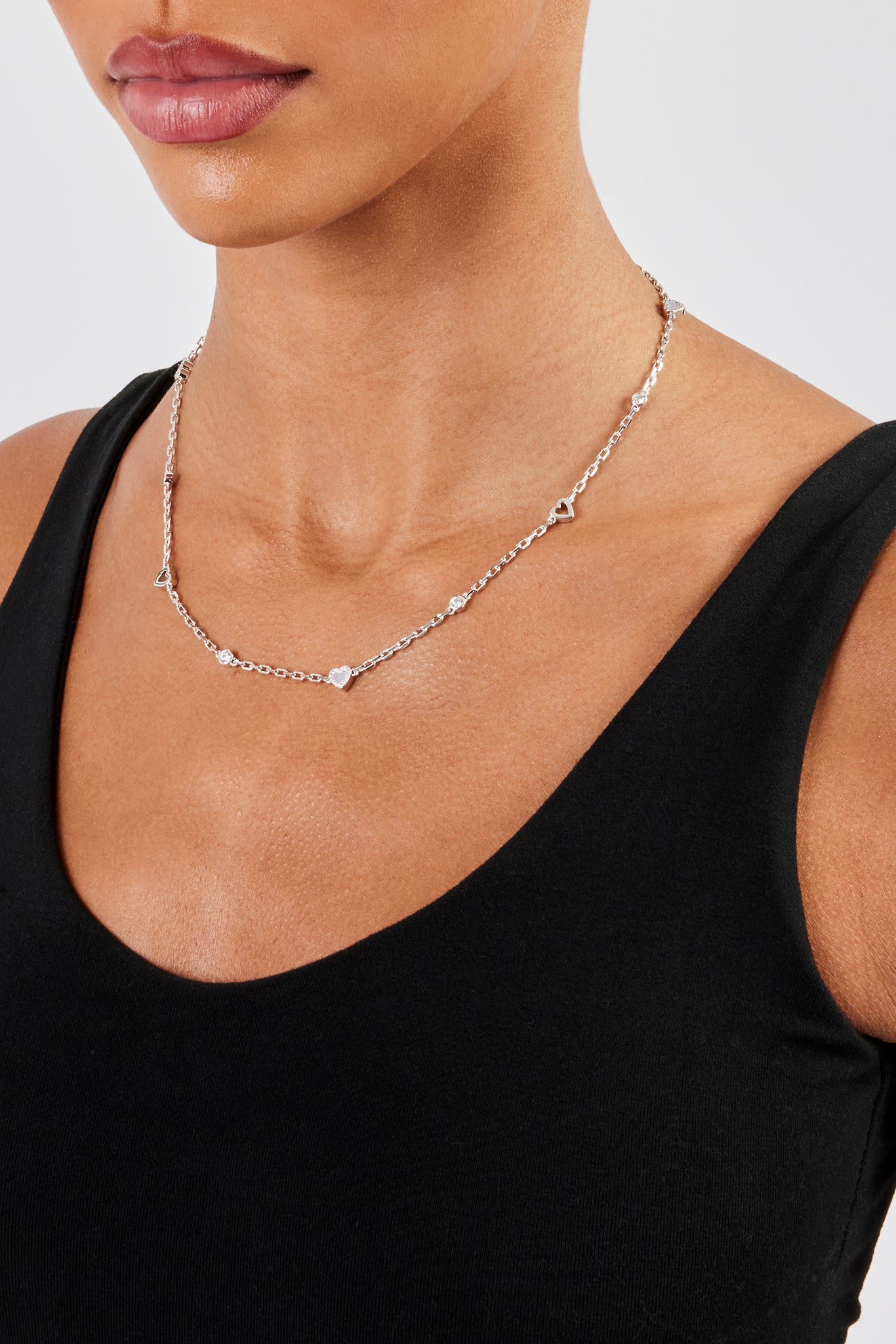 Lila Achat Herz Mix Rolo Kette - 8mm