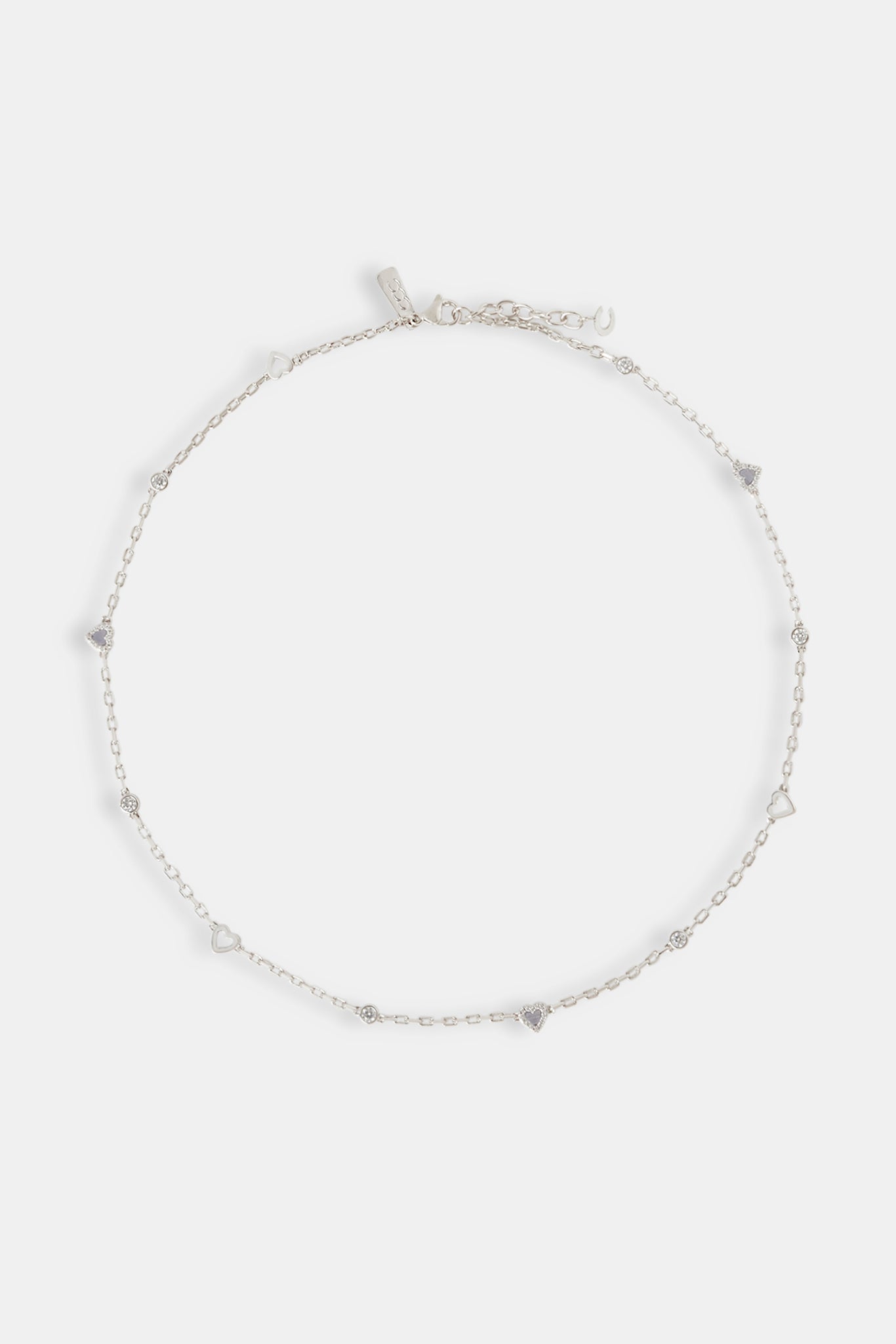 Lila Achat Herz Mix Rolo Kette - 8mm