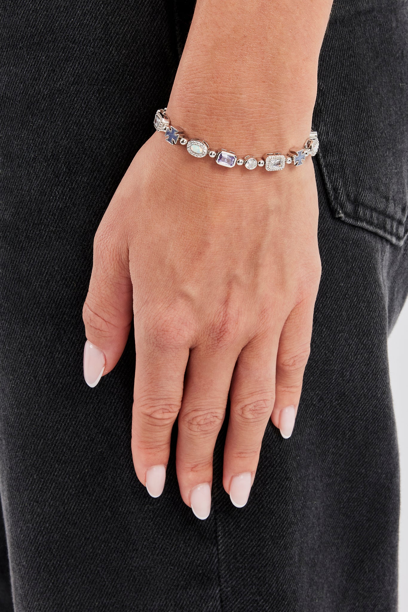 Purple Agate & Clear Multi Gemstone Bracelet - 6mm