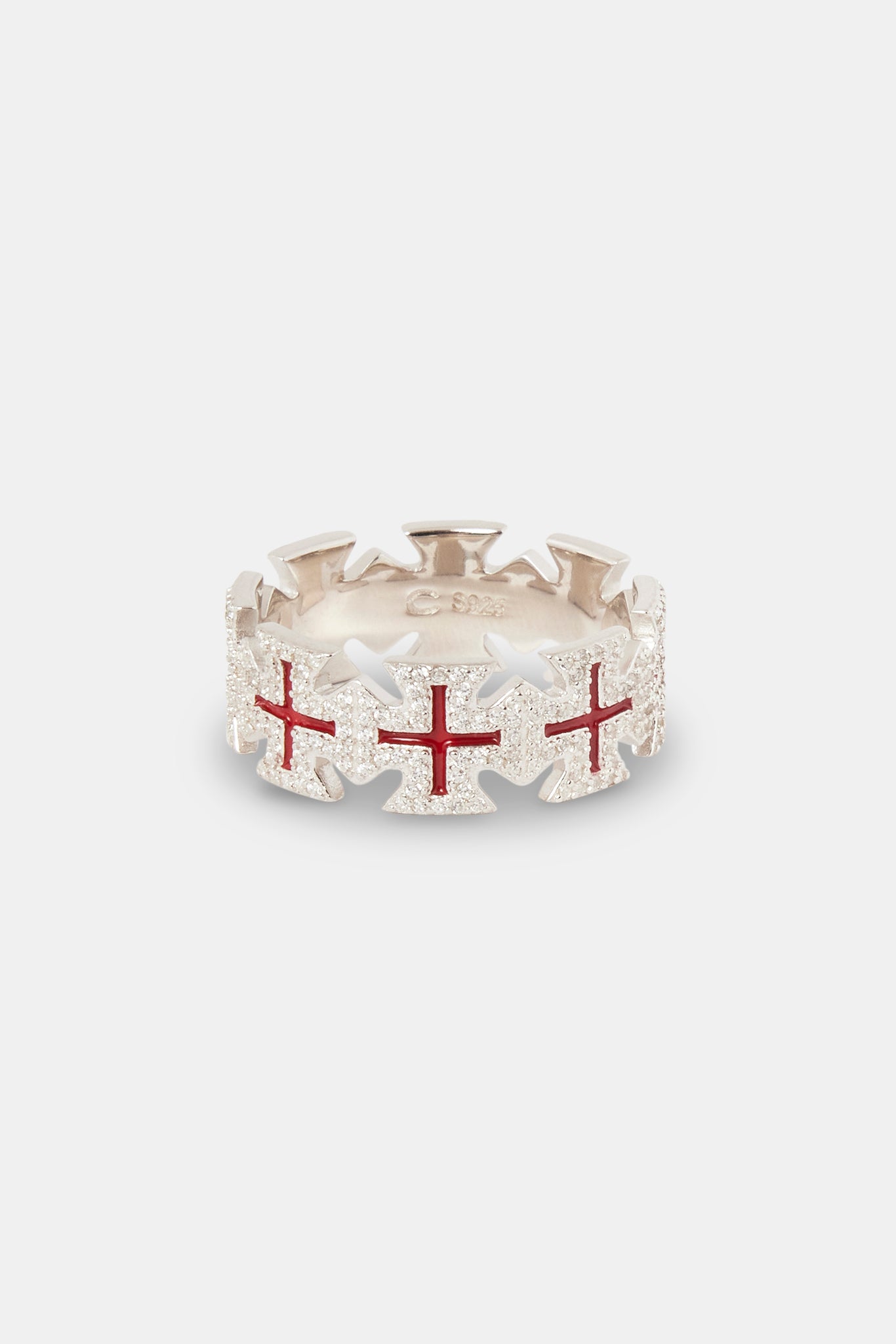 Roter Emaille-Ring mit Kreuzmotiv – 8 mm