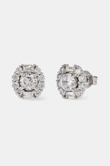 Runde Baguette-Cluster-Ohrstecker – 9 mm – Weiß