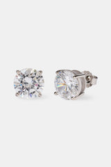 Round Cut Stud Earrings - 10mm - White
