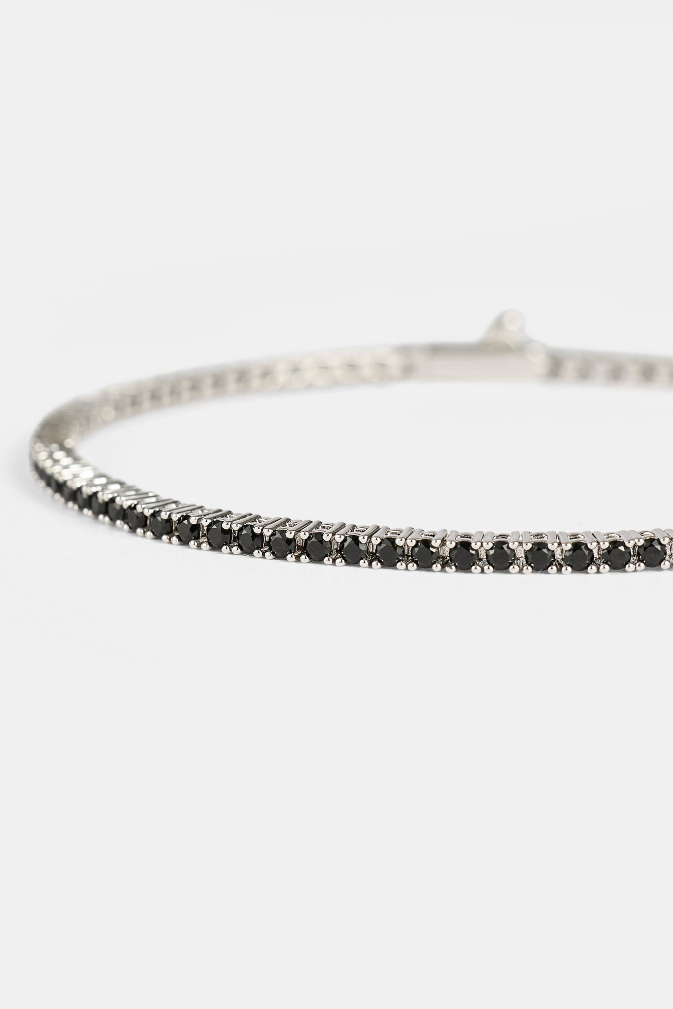Black CZ Tennis Bracelet - 2mm - White