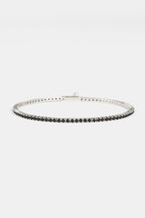 Black CZ Tennis Bracelet - 2mm - White